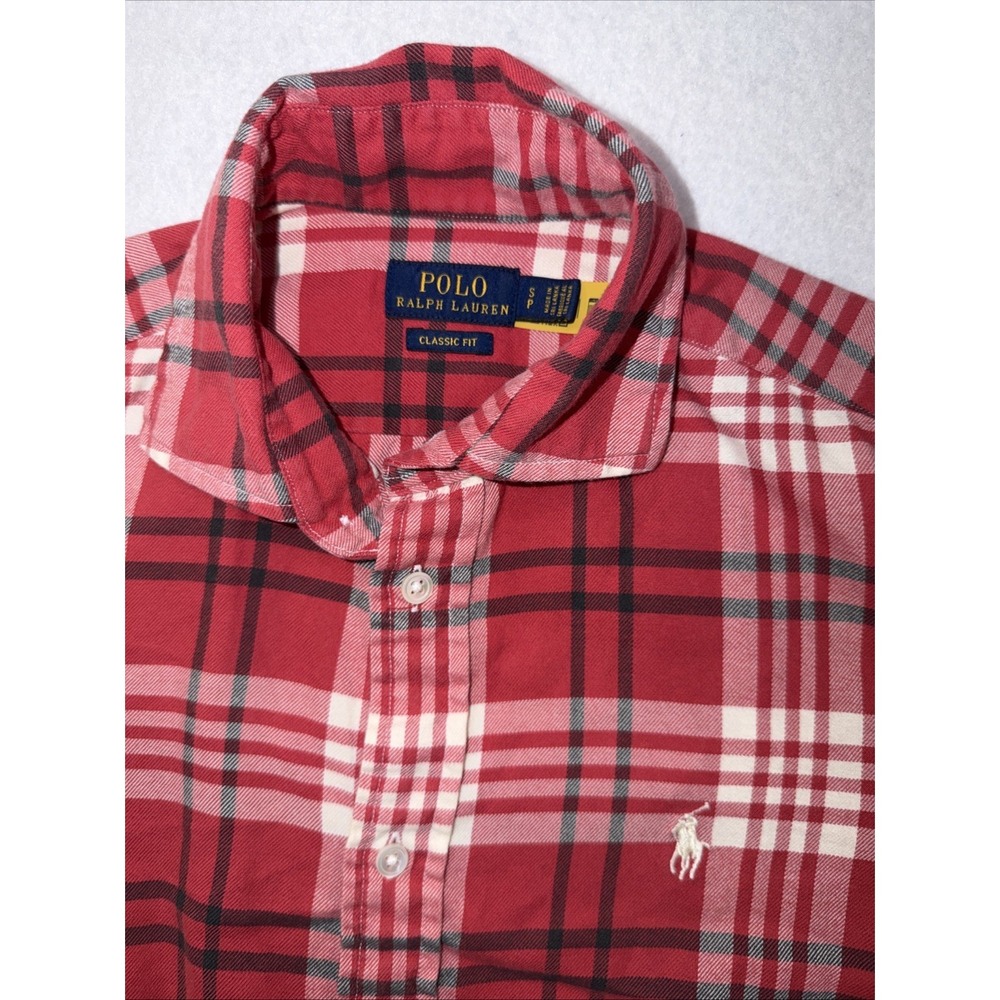 Ralph Lauren Men's Red Plaid Button Downโ Long Sleeve Shirt Size S
